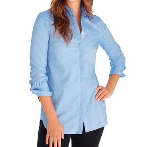 NWT WHBM Long Sleeve Pleated Placket Oxford Shirt